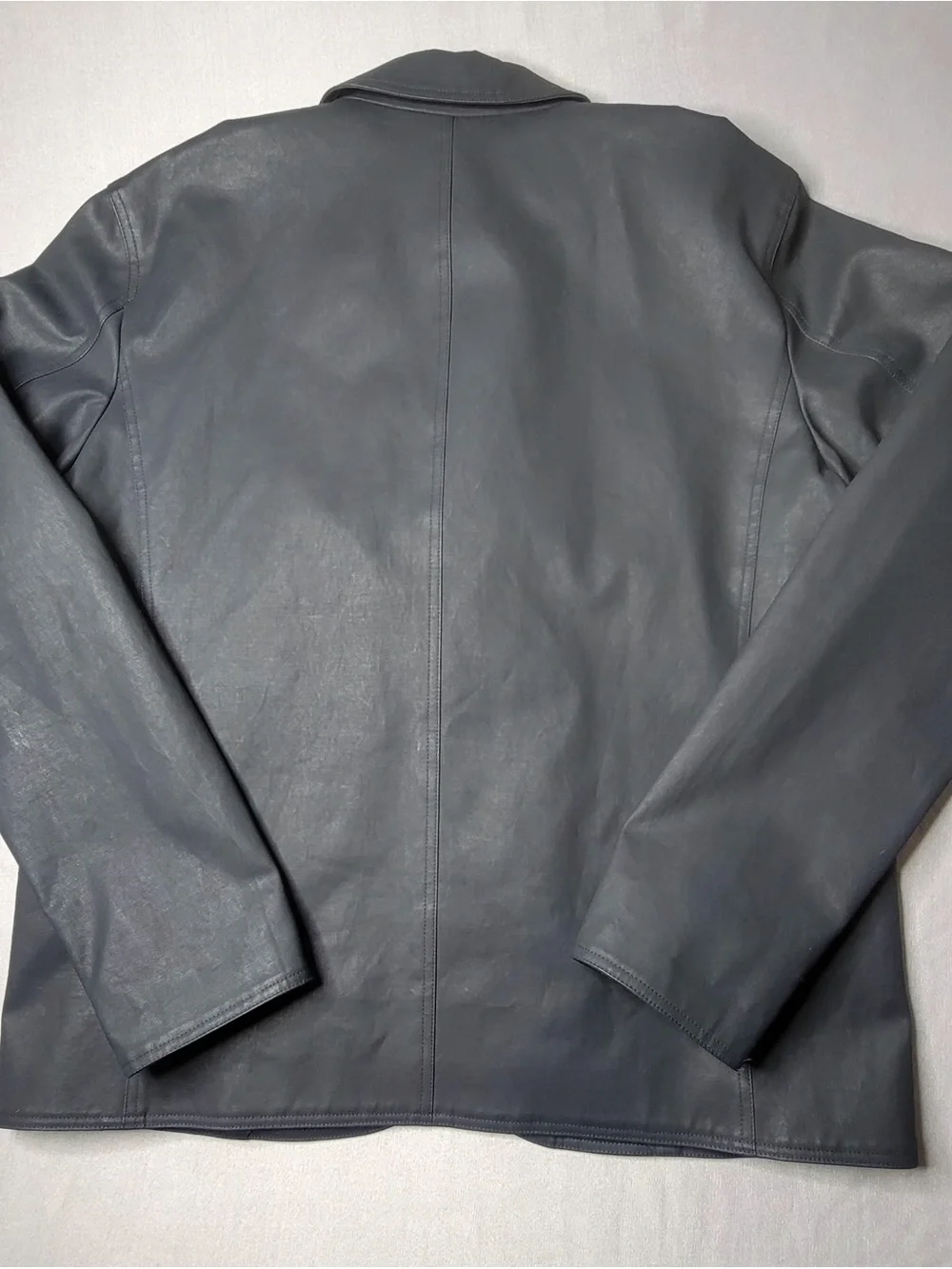 Men's Slate Gray Leather Blazer - Tailored Three-Button Sport Coat
